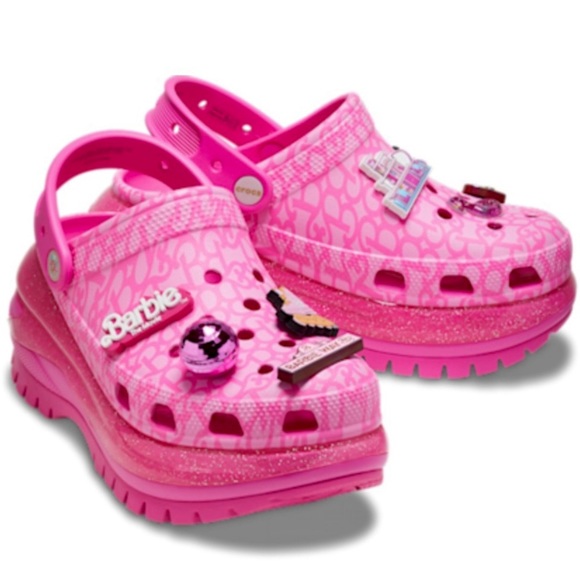 SOLD Crocs Barbie™ The Movie Mega Crush Clogs pink glitter platforms size 9 NWT - Picture 16 of 17